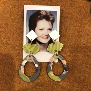 Hand painted wood earrings